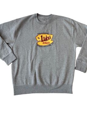 Luke's Diner Gilmore Girls Sweatshirt Women Size L Gray Crewneck Stars Hollow CT